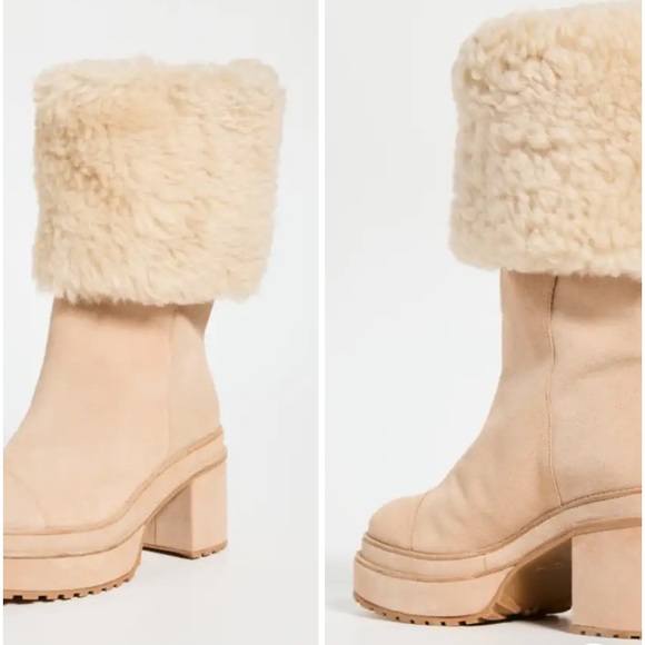 CULT GAIA SOMMAR SUEDE LEATHER/SHEARLING FOLD OVER STYLE BOOTS SIZE EU 39 - Picture 6 of 8